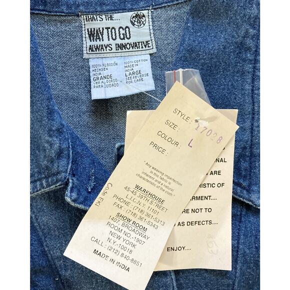 Way To Go Jean Jacket Women’s Sz L New Blue Embroidered School Teacher Shacket - Picture 7 of 9